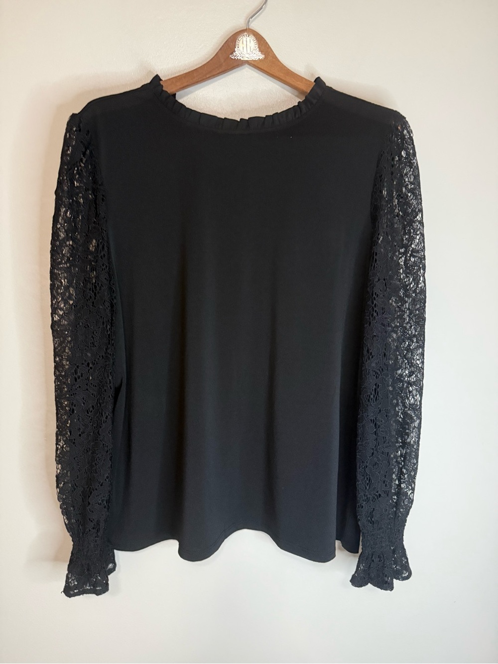 Adriana Papel NWT Black Lace Sleeve Women's Top Size XL